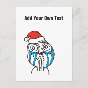Cartão Postal De Festividades Natal Me Memes Chorando Texto Personalizado EDITÁV