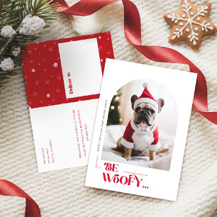 Cartão Postal De Festividades Natal Minimalista de Cachorro Engraçado Arco Pet F