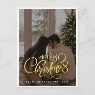 Cartão Postal De Festividades Natal Minimalista Elegante   Foto de Família Moder