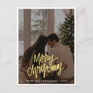 Cartão Postal De Festividades Natal Minimalista Elegante   Foto de Família Moder