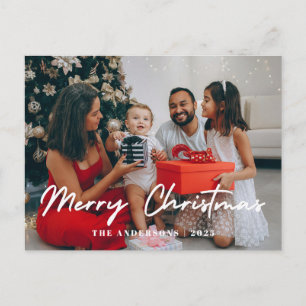 Cartão Postal De Festividades Natal Minimalista Elegante   Foto de Família Moder