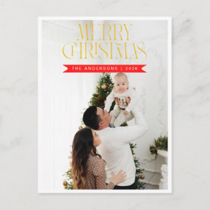 Cartão Postal De Festividades Natal Minimalista Elegante   Foto de Família Moder