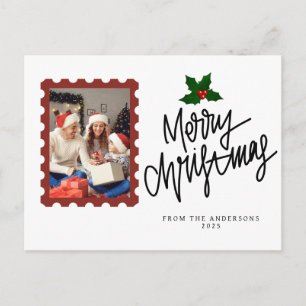 Cartão Postal De Festividades Natal Minimalista Elegante   Foto de Família Moder