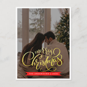 Cartão Postal De Festividades Natal Minimalista Elegante   Foto de Família Moder