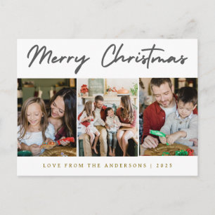 Cartão Postal De Festividades Natal Minimalista Elegante   Moderno Família 3 Fot