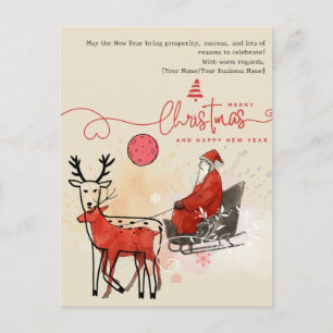 Cartão Postal De Festividades natal minimalista escandinavo nórdico aquarela aco