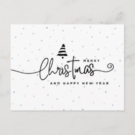 Cartão Postal De Festividades Natal Minimalista Moderno Preto e Branco