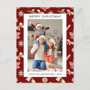 Cartão Postal De Festividades Natal mínimo elegante   Foto da família moderna 1