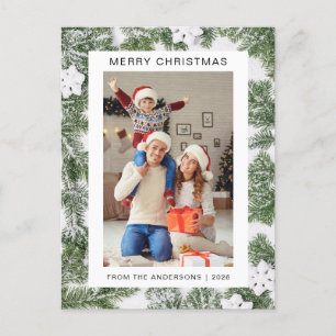 Cartão Postal De Festividades Natal mínimo elegante   Foto da família moderna 1