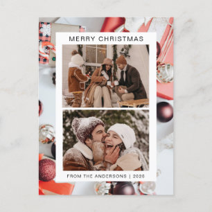 Cartão Postal De Festividades Natal mínimo elegante   Foto da família moderna 2