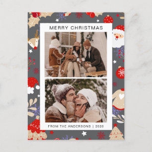 Cartão Postal De Festividades Natal mínimo elegante   Foto da família moderna 2