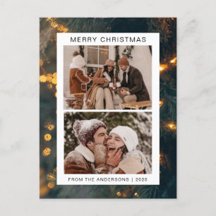 Cartão Postal De Festividades Natal mínimo elegante   Foto da família moderna 2