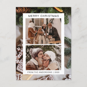 Cartão Postal De Festividades Natal mínimo elegante   Foto da família moderna 2