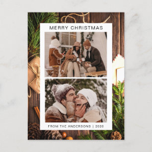 Cartão Postal De Festividades Natal mínimo elegante   Foto da família moderna 2