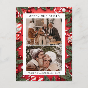 Cartão Postal De Festividades Natal mínimo elegante   Foto da família moderna 2