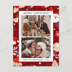 Cartão Postal De Festividades Natal mínimo elegante Foto da família moderna 2