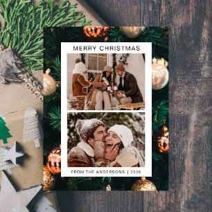 Cartão Postal De Festividades Natal mínimo elegante   Foto da família moderna 2