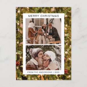 Cartão Postal De Festividades Natal mínimo elegante   Foto da família moderna 2