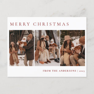 Cartão Postal De Festividades Natal mínimo elegante   Foto da família moderna 3