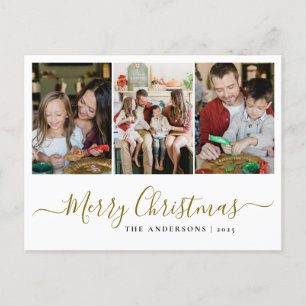 Cartão Postal De Festividades Natal mínimo elegante   Foto da família moderna 3