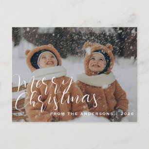 Cartão Postal De Festividades Natal mínimo elegante   Retrato da família moderna