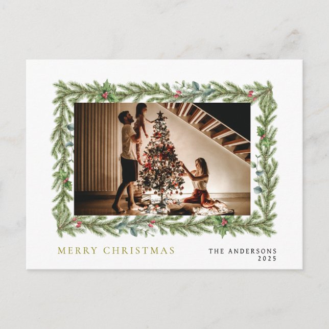 Cartão Postal De Festividades Natal mínimo elegante | Retrato da família moderna (Frente)