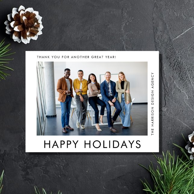Cartão Postal De Festividades Natal mínimo moderno da empresa de fotos (Spread the joy of the season and strengthen business relationships with our photo holiday card)