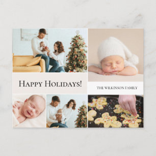 Cartão Postal De Festividades Natal Moderno de 5 Fotos para Família