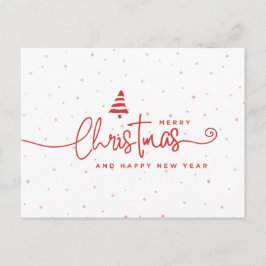 Cartão Postal De Festividades Natal Moderno Minimalista Vermelho e Branco