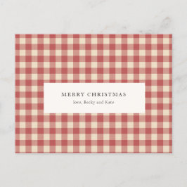 Cartão Postal De Festividades Natal Moderno Rustic Red Gingham