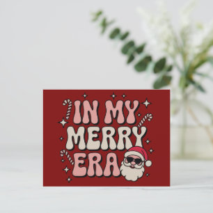 Cartão Postal De Festividades Natal na Minha Era Alegre Fofo Groovy Xmas