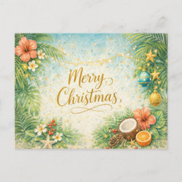 Cartão Postal De Festividades Natal na Praia Tropical