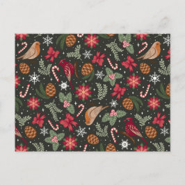 Cartão Postal De Festividades Natal Natural Ditsy