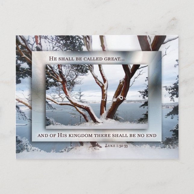 Cartão Postal De Festividades Natal - Neve sobre a Baía (Frente)