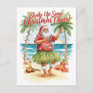 Cartão Postal De Festividades Natal no Havaí com Papai Noel