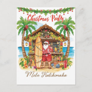 Cartão Postal De Festividades Natal no Havaí com Papai Noel 