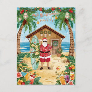 Cartão Postal De Festividades Natal no Havaí com Papai Noel