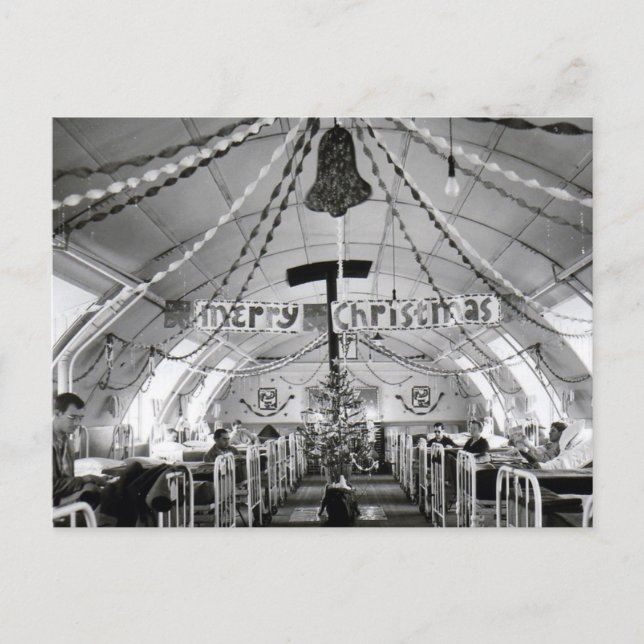 Cartão Postal De Festividades Natal no Hospital Ward Segunda Guerra Mundial (Frente)