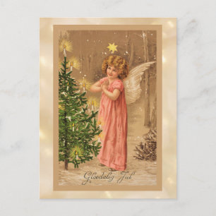 Cartão Postal De Festividades Natal Norueguês Antigo de 1910
