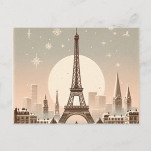 Cartão Postal De Festividades Natal Nostálgico em Paris – Magia das Festas