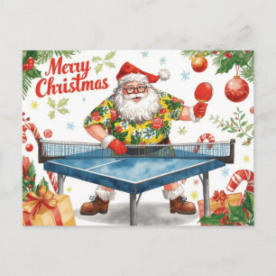 Cartão Postal De Festividades Natal Papai Noel Camisa Havaiana Ping Pong