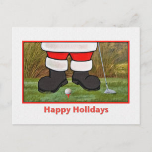 Cartão Postal De Festividades Natal, Papais noeis Golfer, Cartão-postal