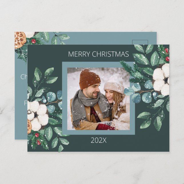 Cartão Postal De Festividades Natal para Casais Personalizados Bonitos (Frente/Verso)