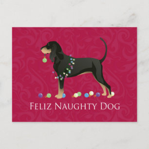 Cartão Postal De Festividades Natal para o Conhound Negro e Tan
