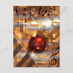 Cartão Postal De Festividades Natal para professor de piano de música