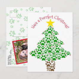 Cartão Postal De Festividades Natal Perfeito Foto Divertida da Pegada da Pata do