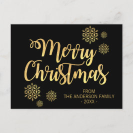 Cartão Postal De Festividades Natal Personalizado Preto Dourado Brilhante