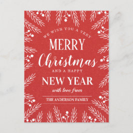 Cartão Postal De Festividades Natal Personalizado Vermelho Feliz Ano Novo