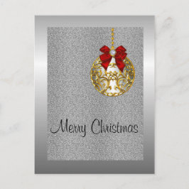 Cartão Postal De Festividades Natal prateado, Ouro Bauble