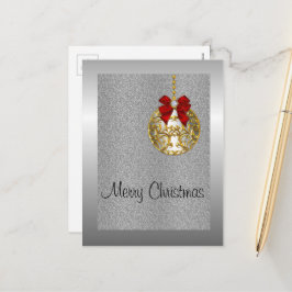 Cartão Postal De Festividades Natal prateado, Ouro Bauble